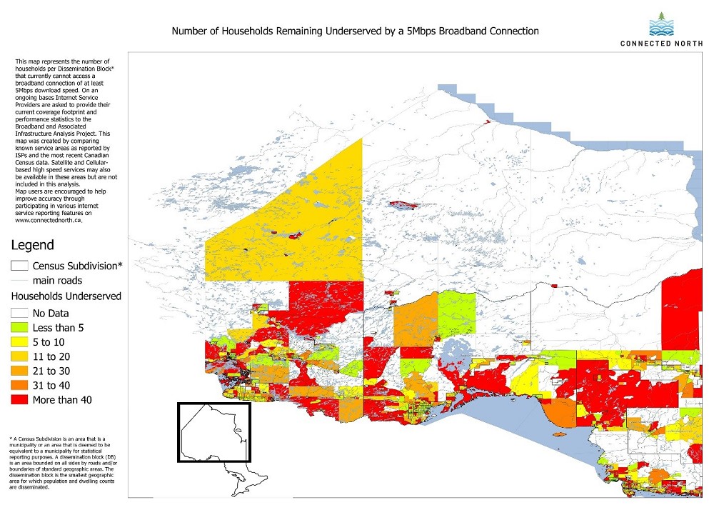 map of households underserved by a 5mbps broadband connection